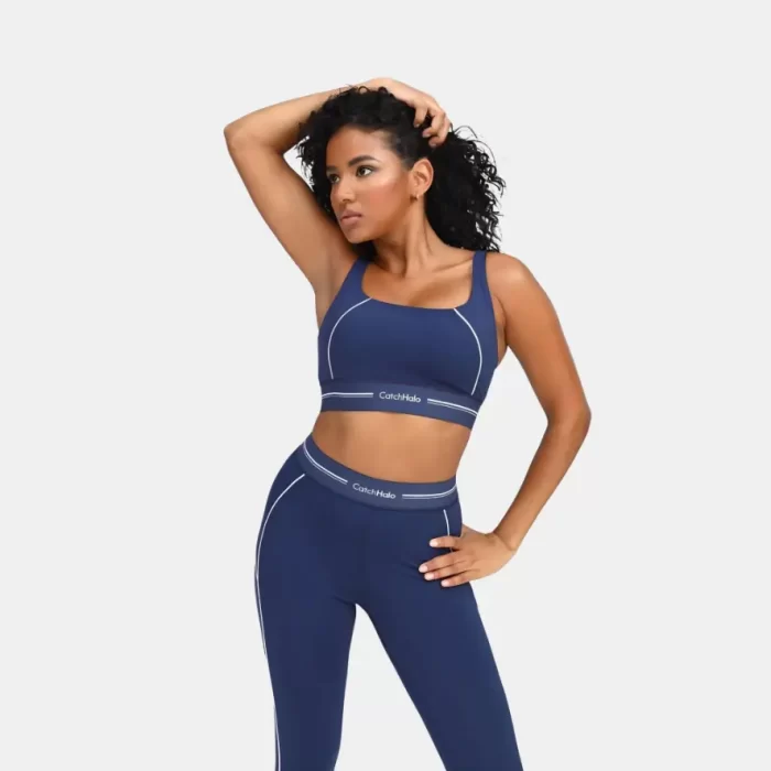 Women's Contrast Strap Comfortable Sports Bra-5